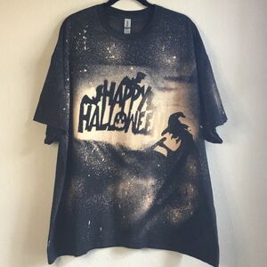 Black and tan tshirt 3XL witch with her cauldron “Happy Halloween” bats pumpkin